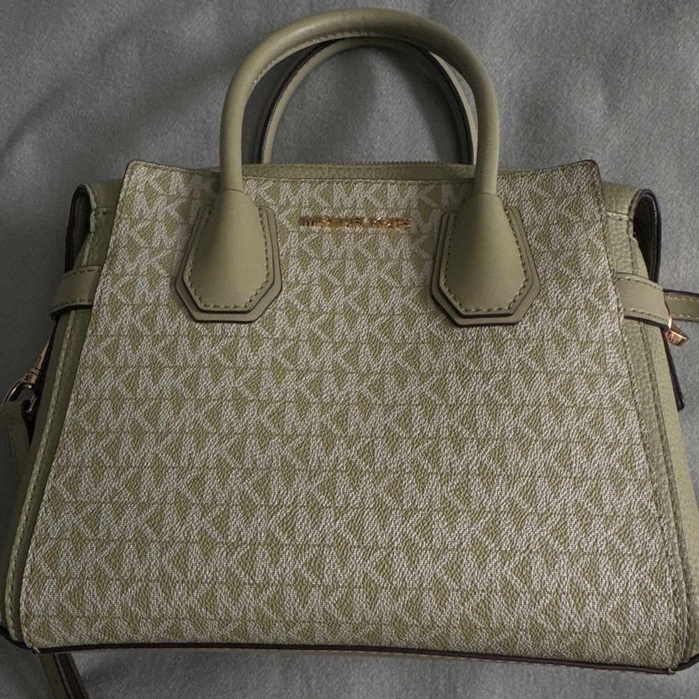 Michael Kors green MK logo tote